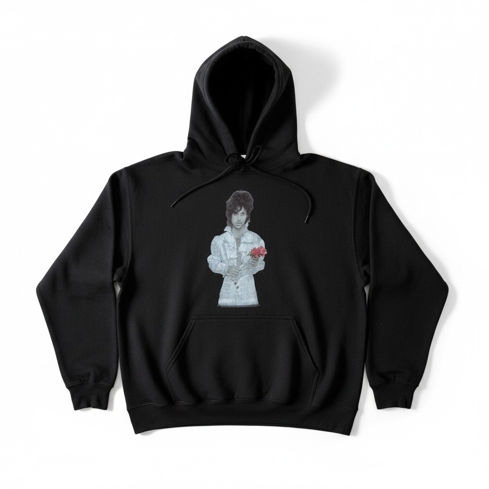 Prince Black Hoodie‎ Sweatshirt Large Graphic Pullover Band Music Unisex
